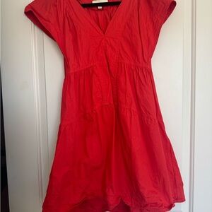Red V-Neck Women's Dress